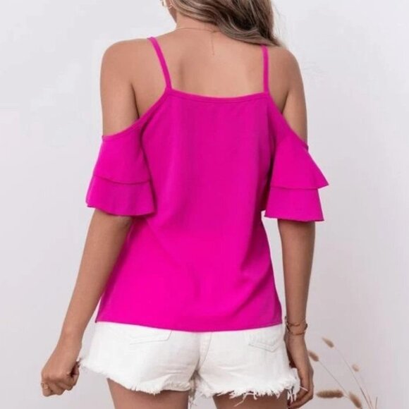 Vacay Vibes Cold Shoulder Blouse pink - Picture 6 of 6